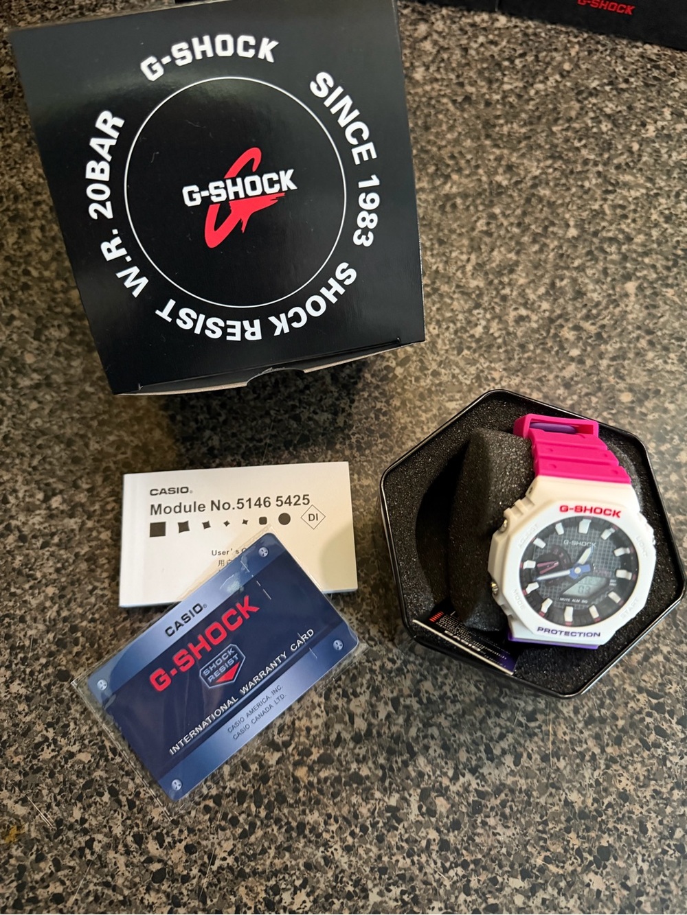 G-Shock Pink and White Resin Sport Watch